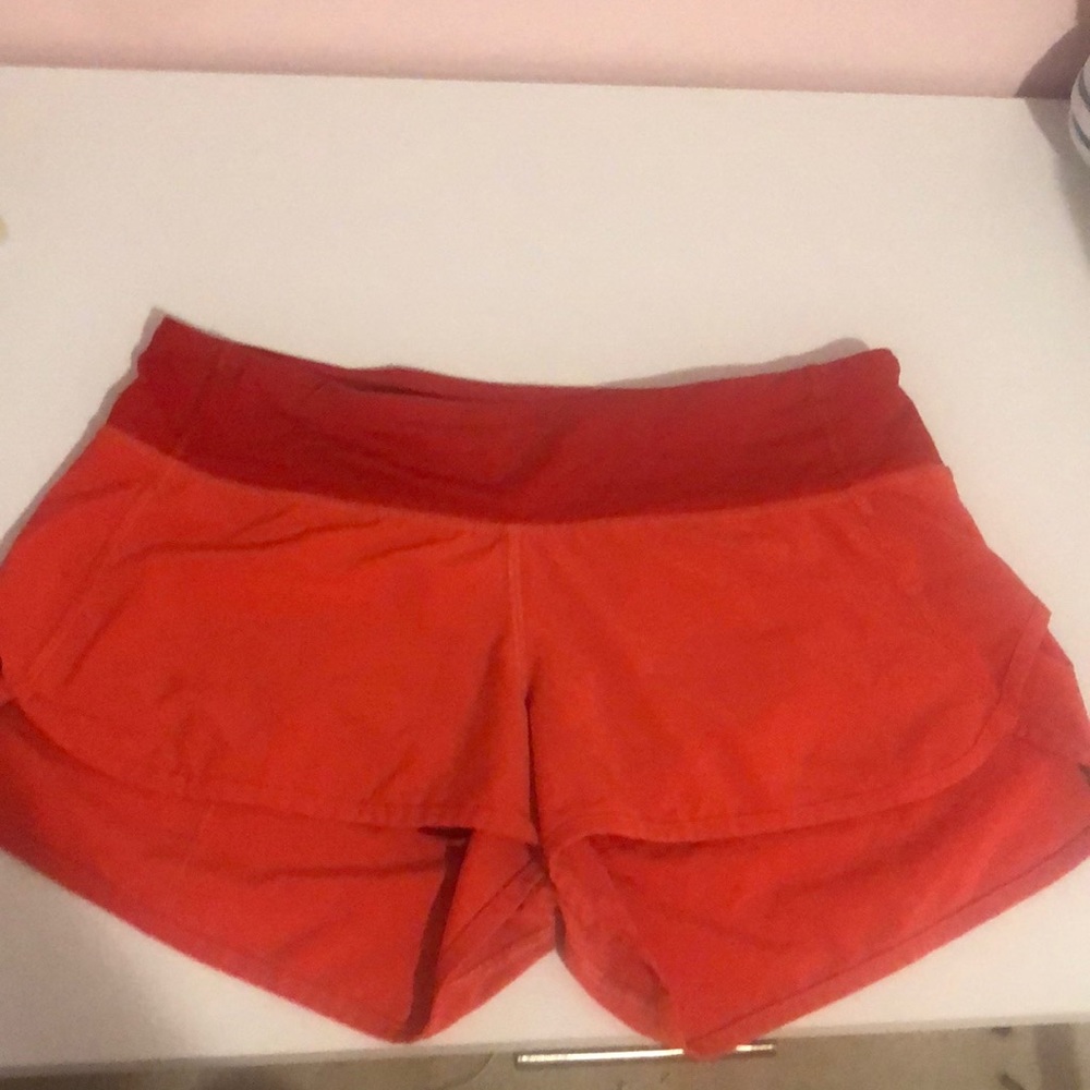 Red/Orange Lululemon Speed Up Low-Rise Lined Short 2.5”- Size 4